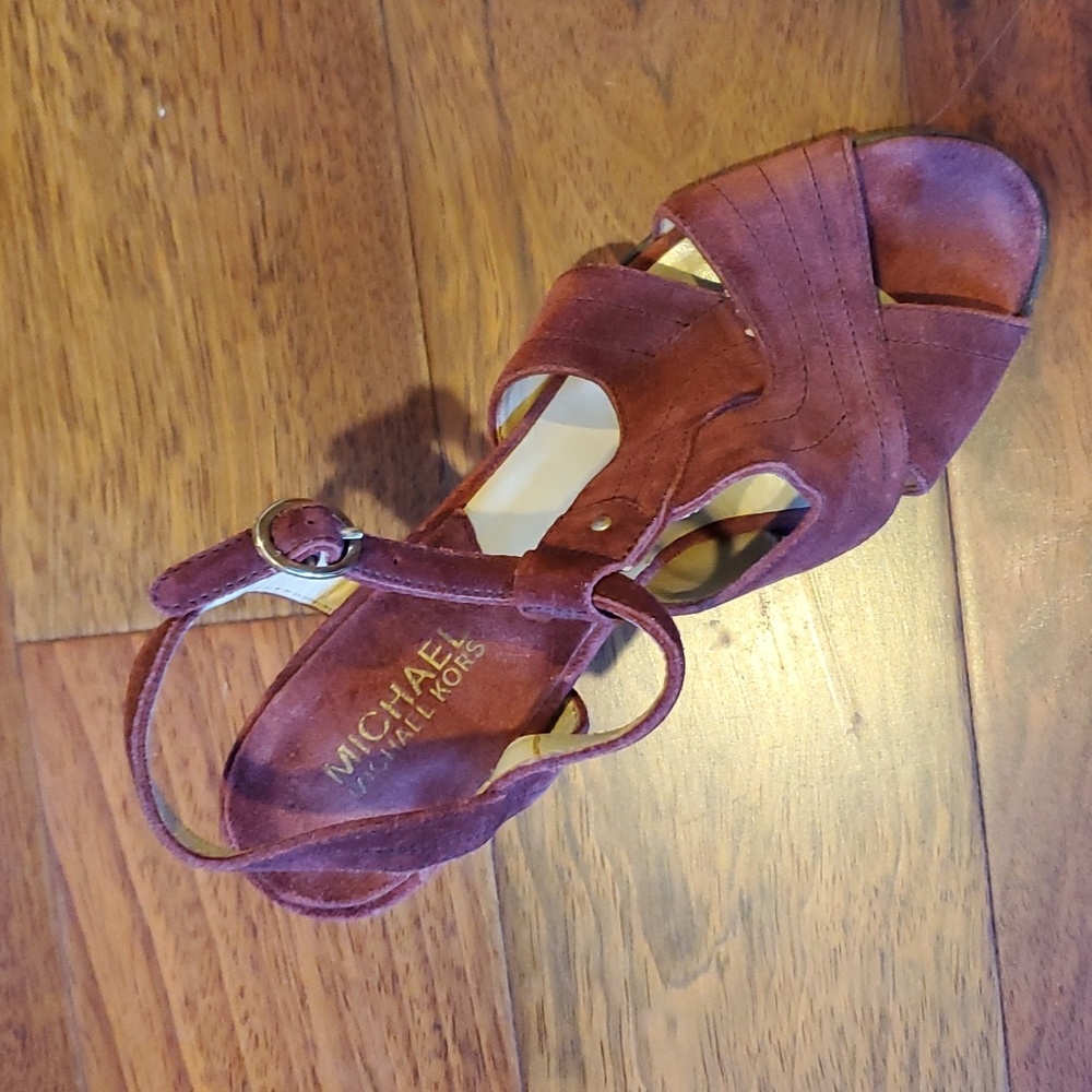 Rust suede Michael Kors strappy sandal